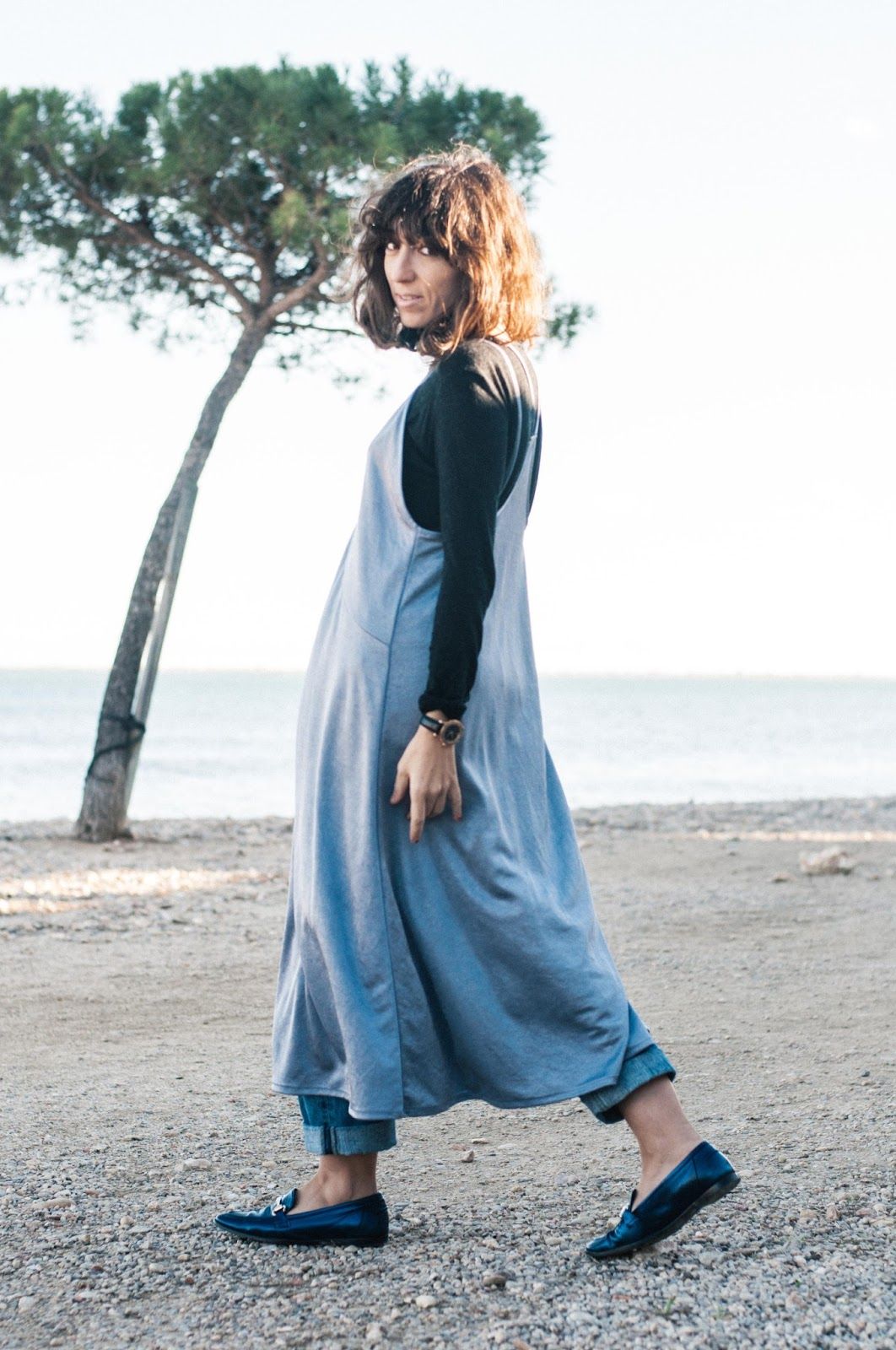 Vestido Camiseta Zara, Mocasines Zara