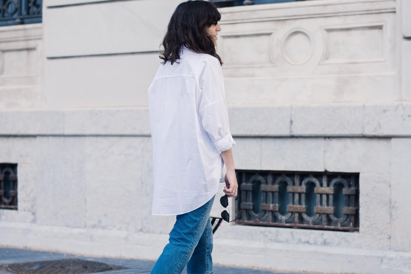 camisa Zara, flared jeans, lace up flats & Other Stories