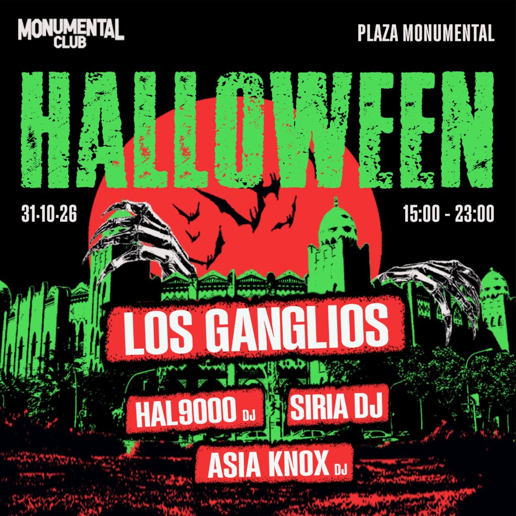 Los Ganglios encabezan el Halloween de Monumental Club y Pony Bravo llega con Indie is Not Dead. Dos citas de otoño con conciertos, DJs y food trucks en la Plaza Monumental de Barcelona.